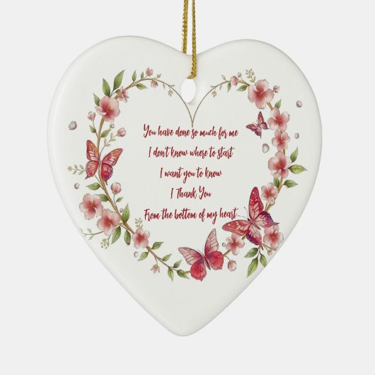 Décoration En Céramique Papillons et fleurs personnalisés Merci cardiaque (Droite)