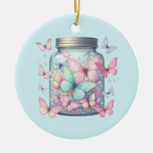 Décoration En Céramique Papillons Fantaisistes dans un Pot (Devant)