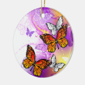 Décoration En Céramique Papillons Monarque sur Arrière - plan pourpre (Gauche)