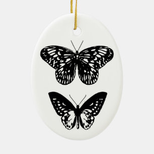 Décoration En Céramique Papillons noir et blanc