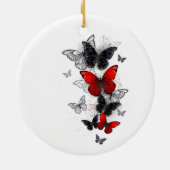 Décoration En Céramique Papillons noirs et rouges volants (Dos)
