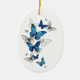 Décoration En Céramique Papillons volants bleus Morpho