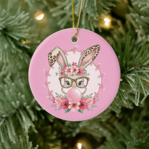 Décoration En Céramique Pâques mignonne Floral Bunny Leopard cadeau