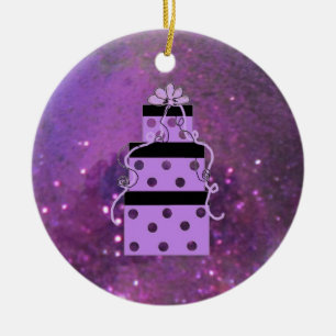 Décoration En Céramique Paquets de Noël Violet Brillants