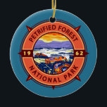 Décoration En Céramique Parc national de la Forêt pétrifiée Boussole rétro<br><div class="desc">Conception de l'illustration vectorielle Petrified Forest. Le parc est situé dans le nord-est de l'Arizona et possède de grands gisements de bois pétrifié.</div>