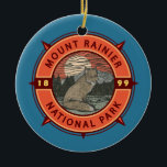 Décoration En Céramique Parc national du Mont Rainier Red Fox Retro Compas<br><div class="desc">Conception de l'illustration vectorielle de Mount Rainier. Le parc est entouré de vallées,  de cascades et de prairies subalpines.</div>
