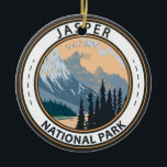 Décoration En Céramique Parc national Jasper Canada Insigne Vintage de voy<br><div class="desc">Design vectoriel du parc national Jasper. Le parc est le plus grand parc national des Rocheuses de l'Alberta.</div>