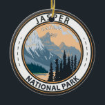 Décoration En Céramique Parc national Jasper Canada Insigne Vintage de voy<br><div class="desc">Design vectoriel du parc national Jasper. Le parc est le plus grand parc national des Rocheuses de l'Alberta.</div>