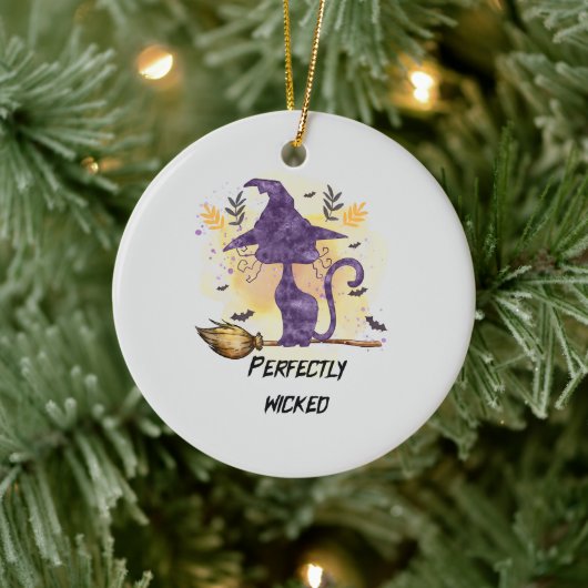 Décoration En Céramique Parfaitement Malin - Chat Sorcière Noire (Arbre)