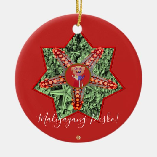 Décoration En Céramique Parol philippin d'étoile, plage, poisson d'étoile, (Devant)