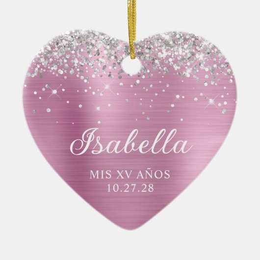 Décoration En Céramique Parties scintillant argent Rose clair rose Mis XV (Devant)