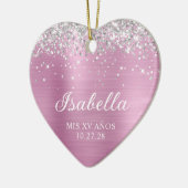 Décoration En Céramique Parties scintillant argent Rose clair rose Mis XV (Gauche)