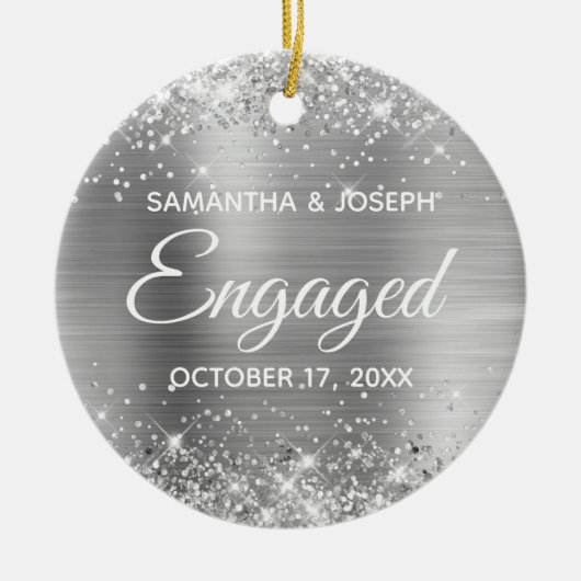 Décoration En Céramique Parties scintillant argentée et huile brillante en (Devant)