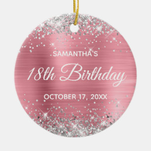 Décoration En Céramique Parties scintillant d'argent Classic Pink Foil 18e