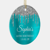 Décoration En Céramique Parties scintillant d'argent gouttes Aqua Blue 18t (Droite)