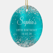 Décoration En Céramique Parties scintillant d'argent Turquoise Bleu 18e an (Droite)