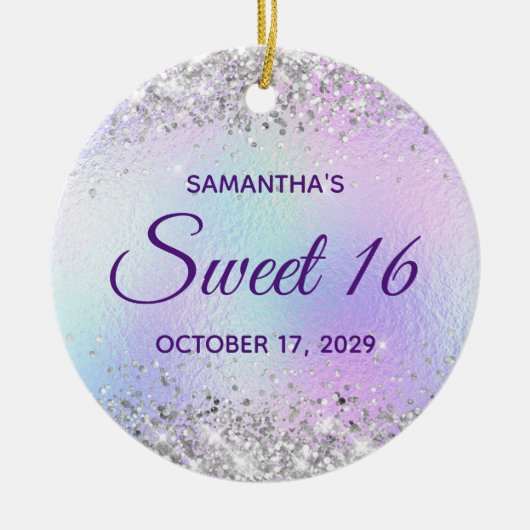 Décoration En Céramique Parties scintillant d'argent Turquoise Blue Foil S (Devant)