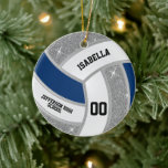 Décoration En Céramique Parties scintillant d'argent Volleyball conception<br><div class="desc">Volleyball Sport Joueur ornement de Noël prêt pour vous à personnaliser. Faites un merveilleux cadeau pour votre joueur de volley-ball, entraîneur, ventilateur, etc... REMARQUE : SEULEMENT CHANGER LES ESPACES MODÈLES NÉCESSAIRES! 😀 Si nécessaire, vous pouvez supprimer le texte et commencer à ajouter le texte et la police que vous voulez....</div>