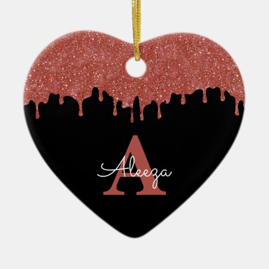 Décoration En Céramique Parties scintillant de Monogramme rose et noir cha (Devant)