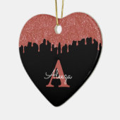 Décoration En Céramique Parties scintillant de Monogramme rose et noir cha (Gauche)