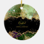 Décoration En Céramique Parties scintillant moderne Monogramme vert violet (Dos)