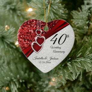 Décoration En Céramique Parties scintillant Rouge rubis 40e anniversaire �