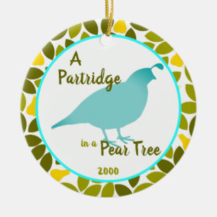 Décoration En Céramique Partridge dans un arbre à poires - Année personnal