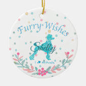 Décoration En Céramique Pastel Blue Poodle - Custom Photo & Name (Devant)