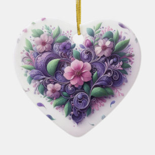 Décoration En Céramique Pastels Scrolly Heart Ornament