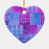Décoration En Céramique Patchwork violet bleu (Dos)