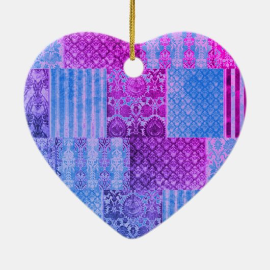 Décoration En Céramique Patchwork violet bleu (Dos)