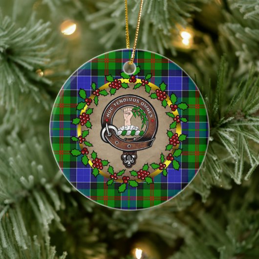 Décoration En Céramique Paterson Badge & Tartan Noël personnalisé (Arbre)