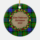 Décoration En Céramique Paterson Badge & Tartan Noël personnalisé (Dos)