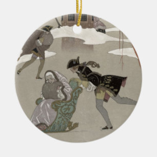 Décoration En Céramique Patinage de glace sur le lac congelé, illustration