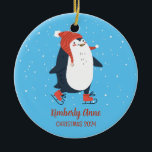 Décoration En Céramique Patinage sur glace Penguin Noël Snowy Vacances d'h<br><div class="desc">Belle caricature animale pour enfants et enfants. Parfait pour la première fête de Noël en famille. Vous pouvez customiser le texte pour n'importe quelle occasion.</div>