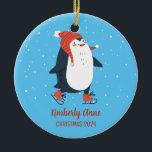Décoration En Céramique Patinage sur glace Penguin Noël Snowy Vacances d'h<br><div class="desc">Belle caricature animale pour enfants et enfants. Parfait pour la première fête de Noël en famille. Vous pouvez customiser le texte pour n'importe quelle occasion.</div>
