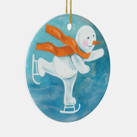Décoration En Céramique Patinage sur glace Snowman (Droite)