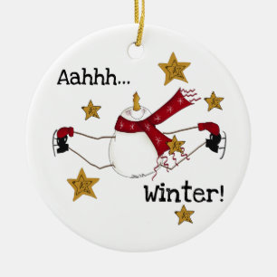 Décoration En Céramique Patinage sur glace Snowman Keepsaké Ornament