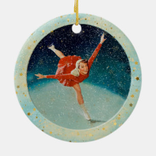 Décoration En Céramique Patinage Vintage de Noël