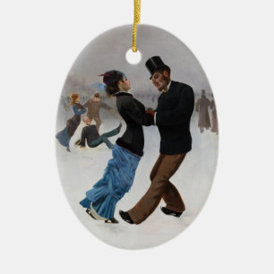 Décoration En Céramique Patineurs de glace romantiques vintages
