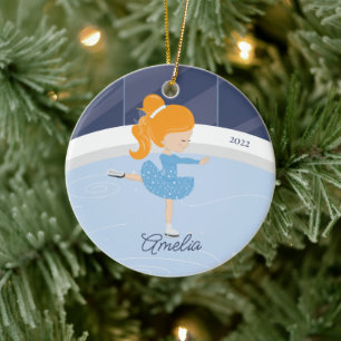 Décoration En Céramique Patineuse de glace fille Dated
