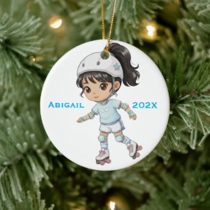 Décoration En Céramique Patins à roulettes personnalisés pour fille de Noë