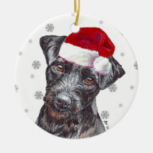Patterdale Terrier - Santa Hat Christmas Bauble D