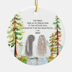 Décoration En Céramique Paysage aquarelle avec 2 filles message personnali