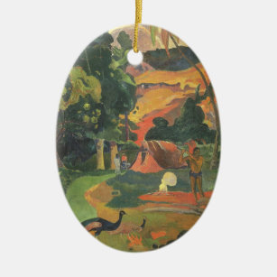 Décoration En Céramique Paysage avec des paons par Paul Gauguin