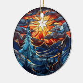 Décoration En Céramique Paysage de Noël style vitrail (Gauche)