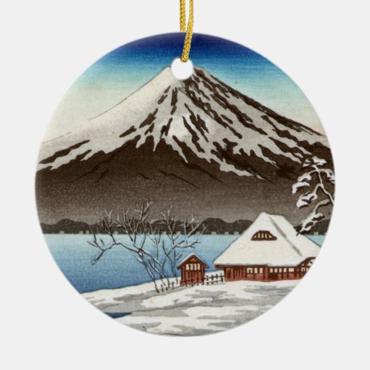 Décoration En Céramique Paysage d'hiver avec la vue du mont Fuji (Devant)