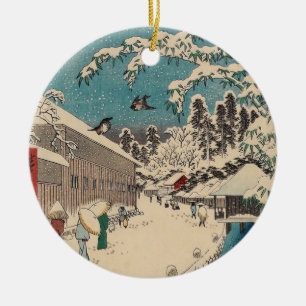 Décoration En Céramique Paysage hivernal d'Hiroshige japon ukiyo-e antique