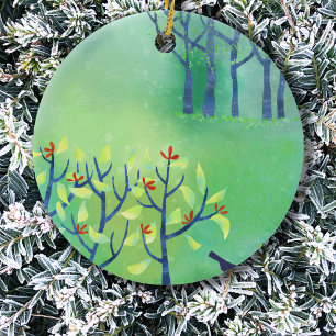 Décoration En Céramique Paysage vert moderne Abstrait Peinture naturelle