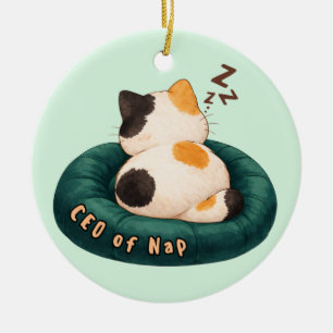Décoration En Céramique "PDG de la sieste" Chat dormant sur le canapé